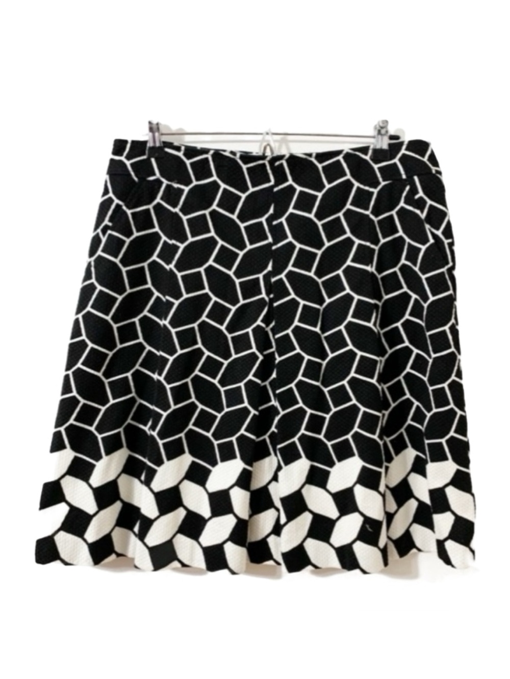 Talbots Geometric Shape Printed A-line Cotton Skirt Front Pleating Invisible Zip